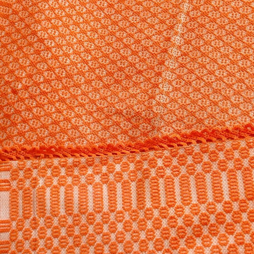 Handwoven caramel blanket with lace, like new