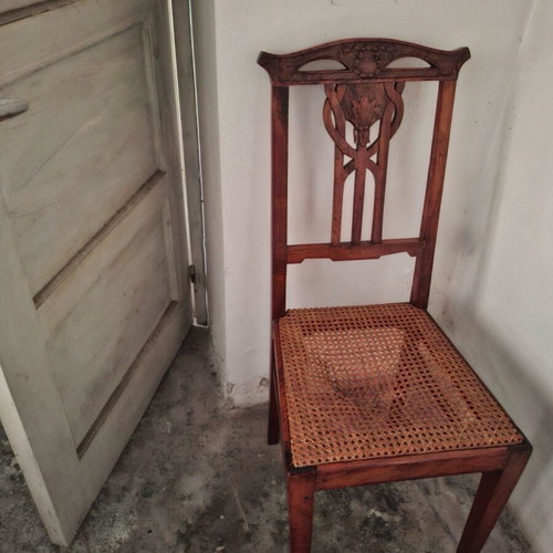 Carved handmade chair used, walnut wood