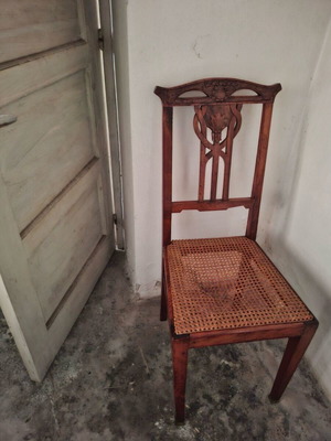 Carved handmade chair used, walnut wood