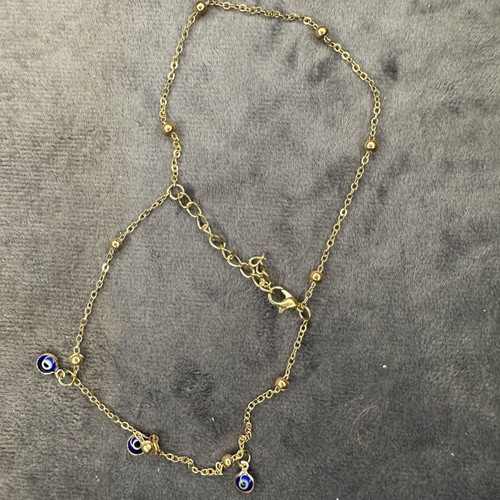 Gold bracelet with evil eyes new, stainless steel, blue protection charms