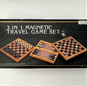 Vintage αμερικανικό μαγνητικό παιχνίδι του 1987 αγορασμένο από Γαλλία (σκάκι-τάβλι-ντάμα)