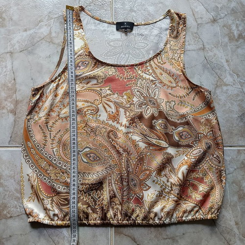 Monari sleeveless blouse new, beige multicolor, sizes M-L