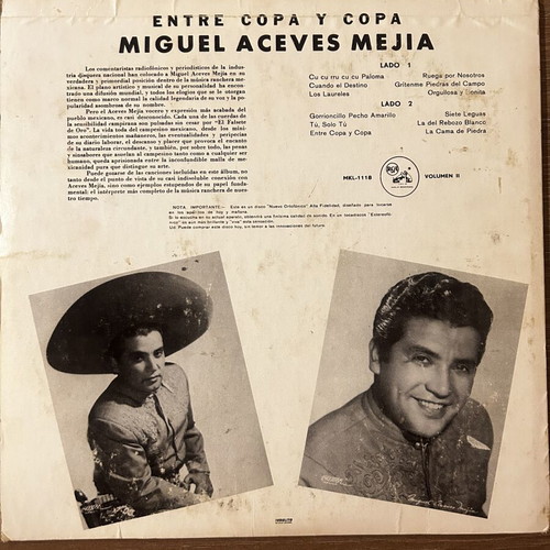 Entre Copa y Copa LP like new, traditional genre