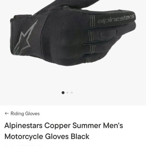 Alpinestars Copper Summer men's black motorcycle gloves new, size Large