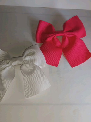 Set of 2 hair clips with bow pink and white new