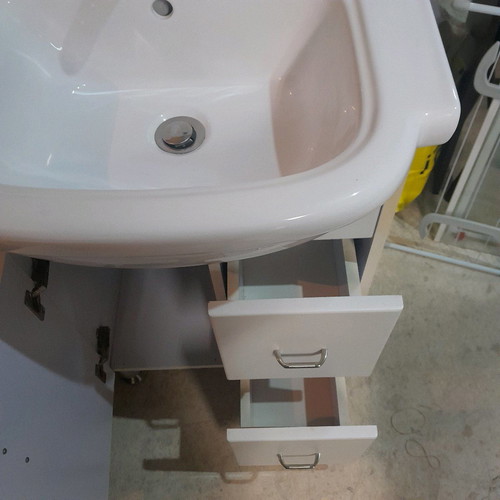 Bathroom cabinet used 85×55 white with faucet, sink and mirror