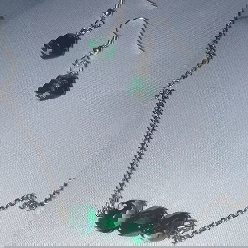 Χειροποίητο πράσινακι μαγικό σετ κολιέ και σκουλαρίκια κατόπιν παραγγελίας