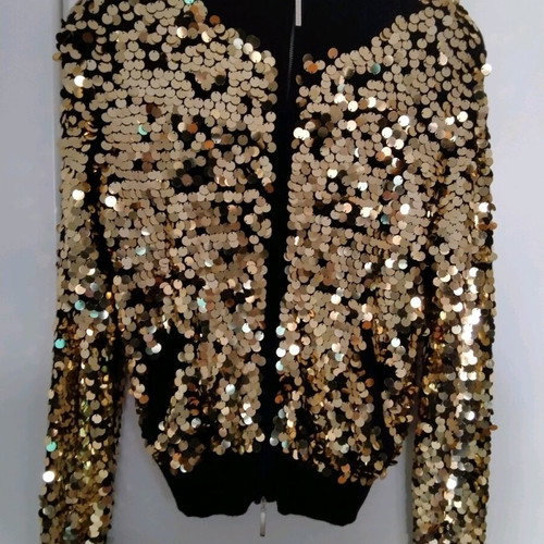 Silk-Kasmir gold and black jacket like new, size S-M