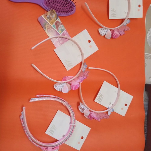 Hairbands new with tags, set of six with free hairbrush