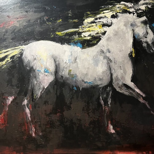 Horse painting 90cm x 120cm new, oil and acrylic colors