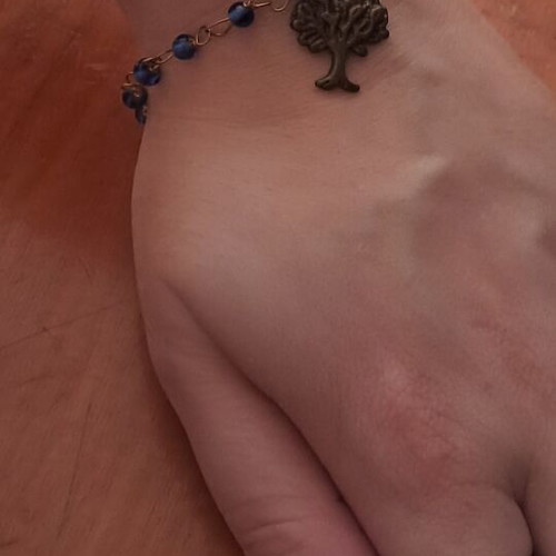 Hand Chain bracelet blue and gold custom order
