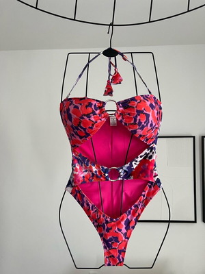 4giveness one-piece swimsuit new, size small, pink-purple
