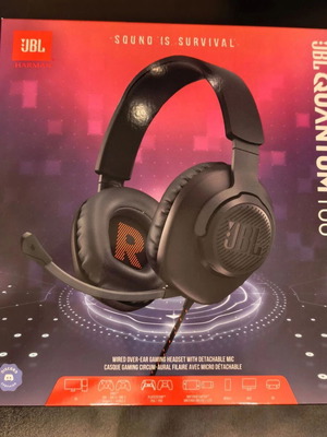 JBL Quantum 100 wired headphones with Econ Audio Performance Jack extension