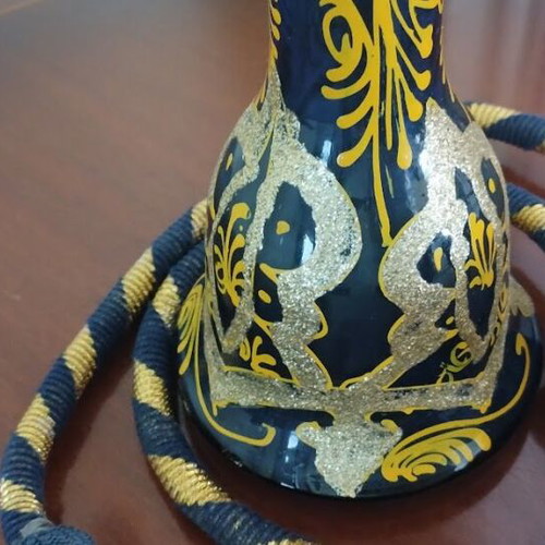 Hookah used 60cm with glass base, brass and wood