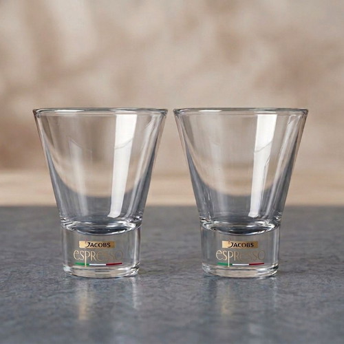 Jacobs Espresso Glasses set of 2 used, vintage transparent