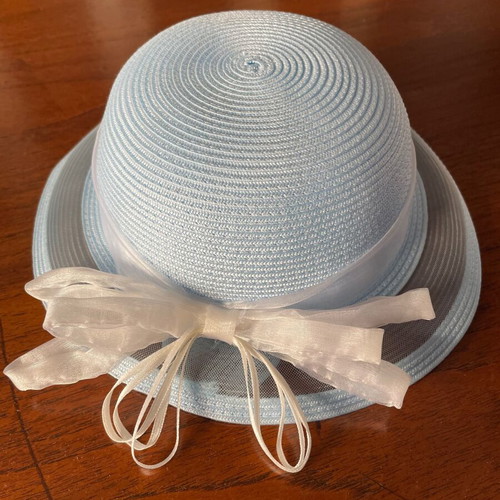 Set of 2 straw hats sky blue new, ideal for christening
