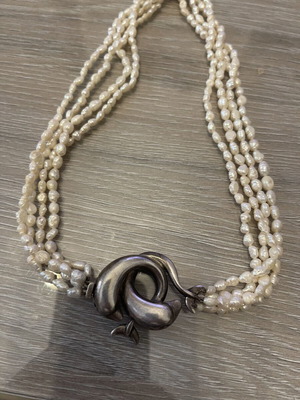925 silver necklace with vintage pearls, 50 cm