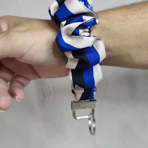 Handmade scrunchie-style keychain with ring