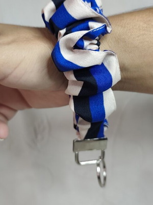 Handmade scrunchie-style keychain with ring