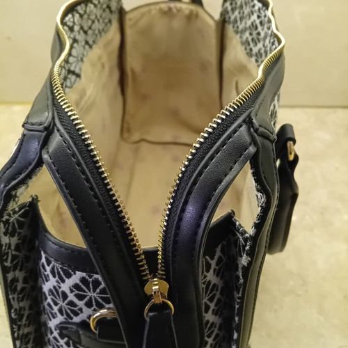Large black and white shoulder bag