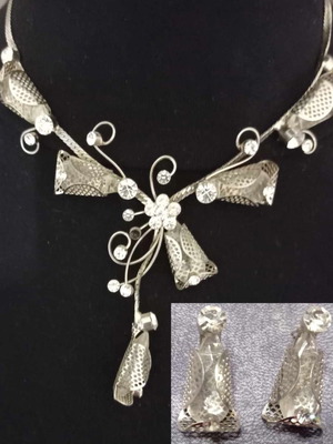 Necklace and earrings set used for evening wear