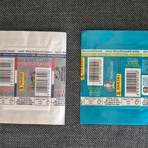 Panini Euro sealed sticker packs, set of 5 from different tournaments