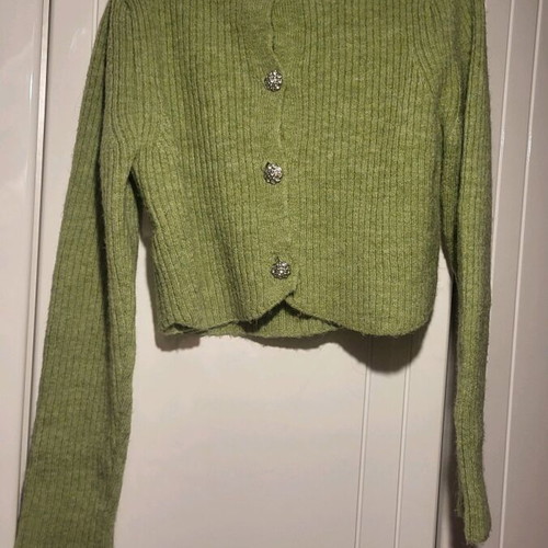 Mango Medium cardigan sweater used, green