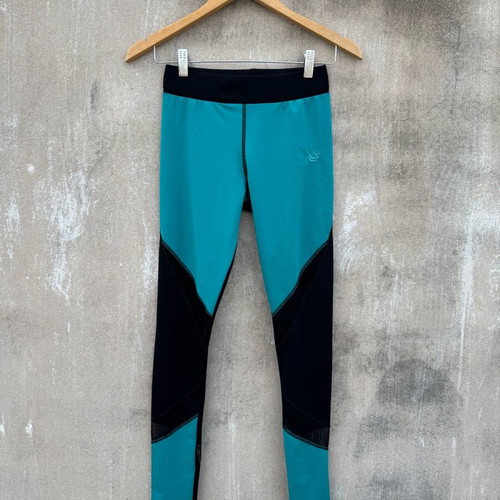 Legging Simart used with mesh panels, size S-M, black and turquoise
