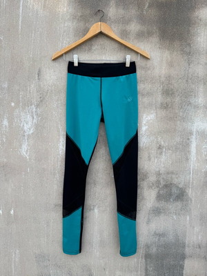 Legging Simart used with mesh panels, size S-M, black and turquoise