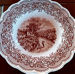  SWISS LANDSCAPE PLATES.DISWASHER PROOF.MADE IN ITALY.THE MOTIF IS A BEAUTIFUL LANDSCAPE WITH A COUNTRY COTTAGE