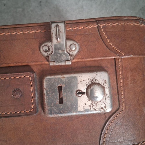 Leather suitcase 1930-40 used, brown, 50x33x14 cm