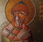 Εικόνα Άγιος Σπυρίδων καινούργια, γεμάτη χάντρες και χρυσόσκονη χειροποίητη
