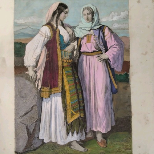 Greek women of Thessaly used hand-colored woodcut 1860