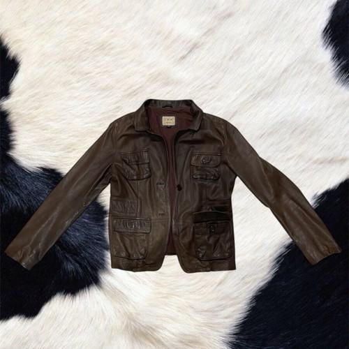 Vintage δερμάτινο jacket σαν καινούργιο, καφέ, μέγεθος XL