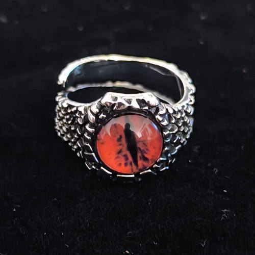 Gothic Ring with Red Dragon Eye Stone new