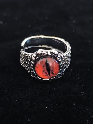 Gothic Ring with Red Dragon Eye Stone new