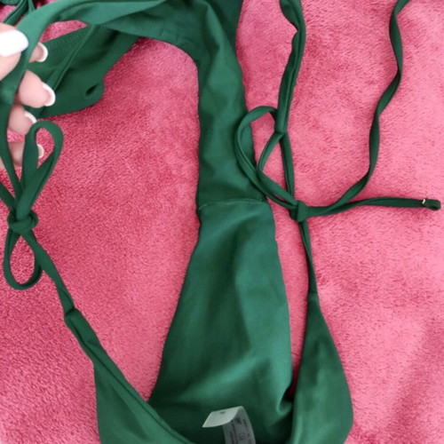 Bikini set brazilian bandeau tie strapless new, size S, black and green