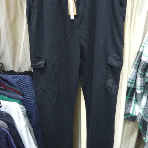 Double men's cargo sweatpants new black