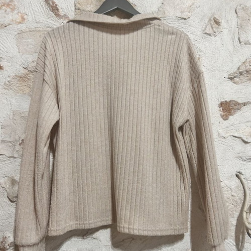 Shein Beige Ribbed V-Neck Jumper Size M like new