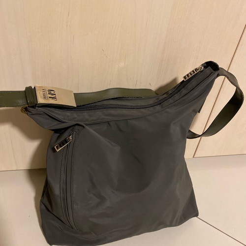 Gianfranco Ferre gray waterproof shoulder bag like new with olive strap