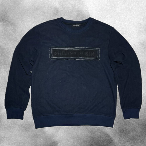 Phillip Plein Navy sweatshirt with embossed logo used