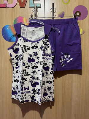 Fawn cotton sleepwear set like new, white and purple, size M