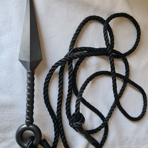 Kunai rubber ninja throwing knife like new with 2 meters black rope