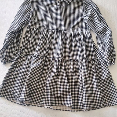 Zara black and white corduroy check dress 13-14 years like new