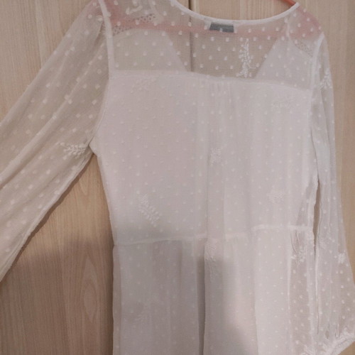Dress with wide sleeves and transparency, like new, white size M