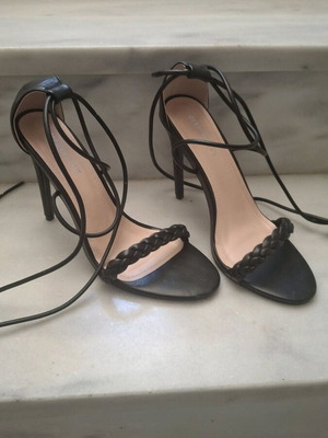 Diamantique black high-heeled sandals new, size 40