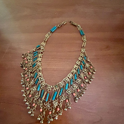 Vintage necklace handmade used, multicolor