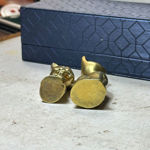 Vintage brass cat figurines set of 2 used