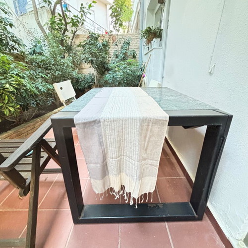 Tablecloth 1.85 m cotton and silk, sand colors