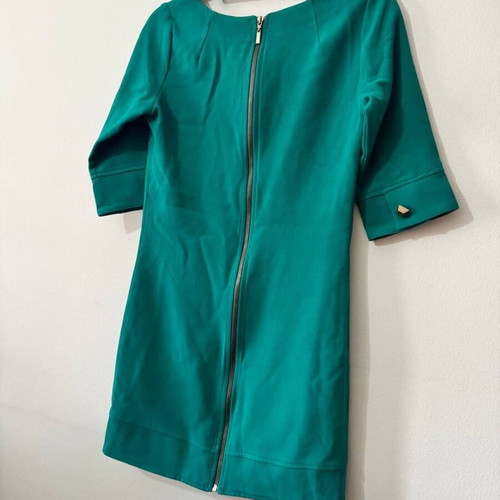 Passager emerald green midi dress with gold back zipper, like new, size M